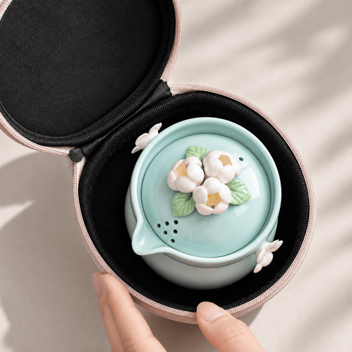 Celadon Blossom Handcrafted Travel Tea Set - Tea and Whisk