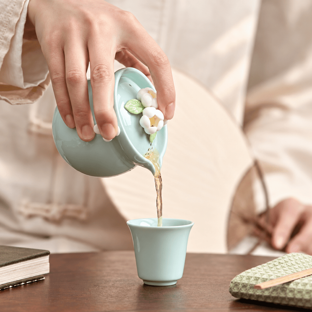 Celadon Blossom Handcrafted Travel Tea Set - Tea and Whisk
