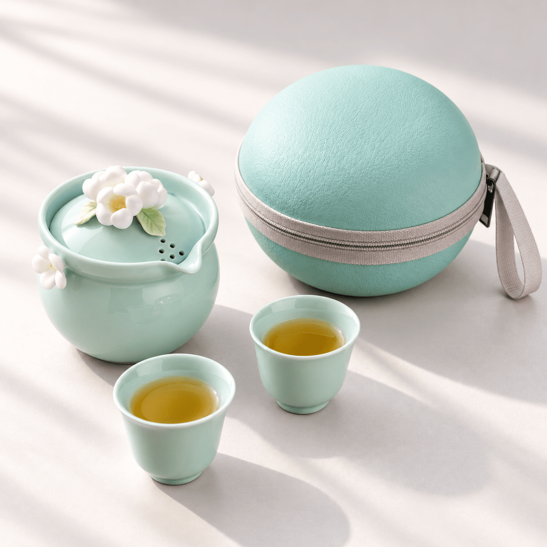 Celadon Blossom Handcrafted Travel Tea Set - Tea and Whisk