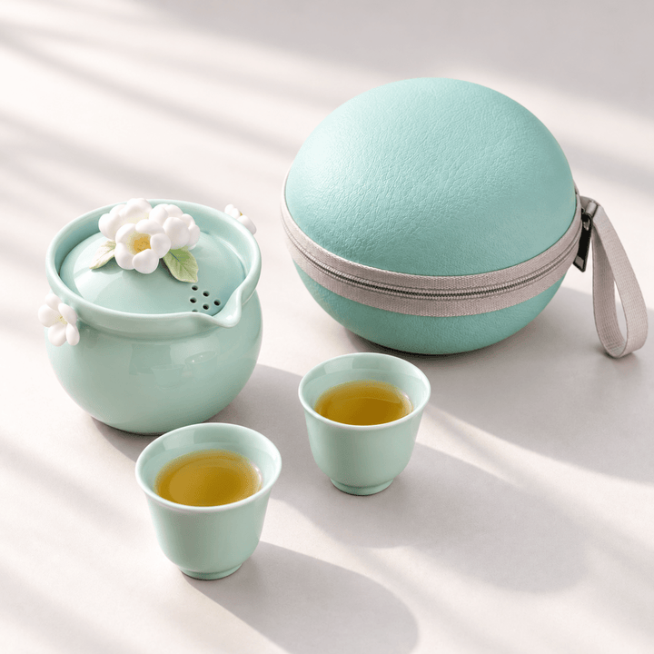 Celadon Blossom Handcrafted Travel Tea Set - Tea and Whisk