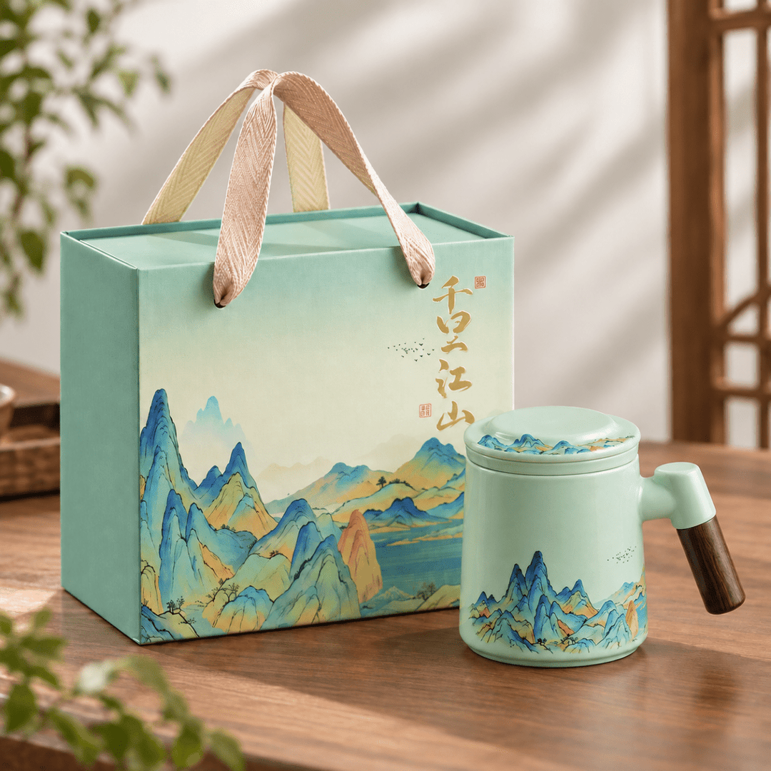 Celadon Mountain Office Travel Tea Mug with Infuser - Tea and Whisk