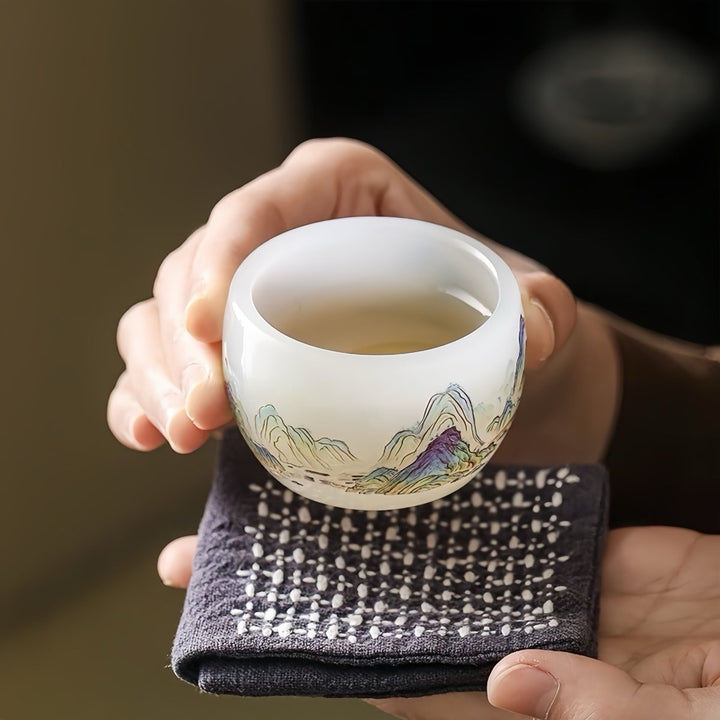 Celestial Mountains Liuli Gaiwan with Two Teacups Set of 3 in a Gift Box - Tea and Whisk