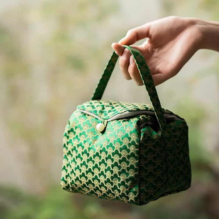 Cloud Brocade Teaware Travel Pouch Collection - Tea and Whisk
