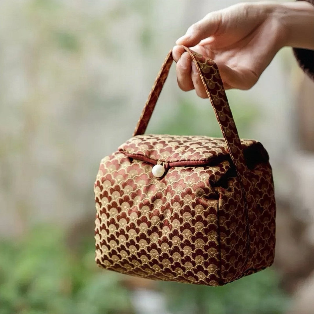 Cloud Brocade Teaware Travel Pouch Collection - Tea and Whisk