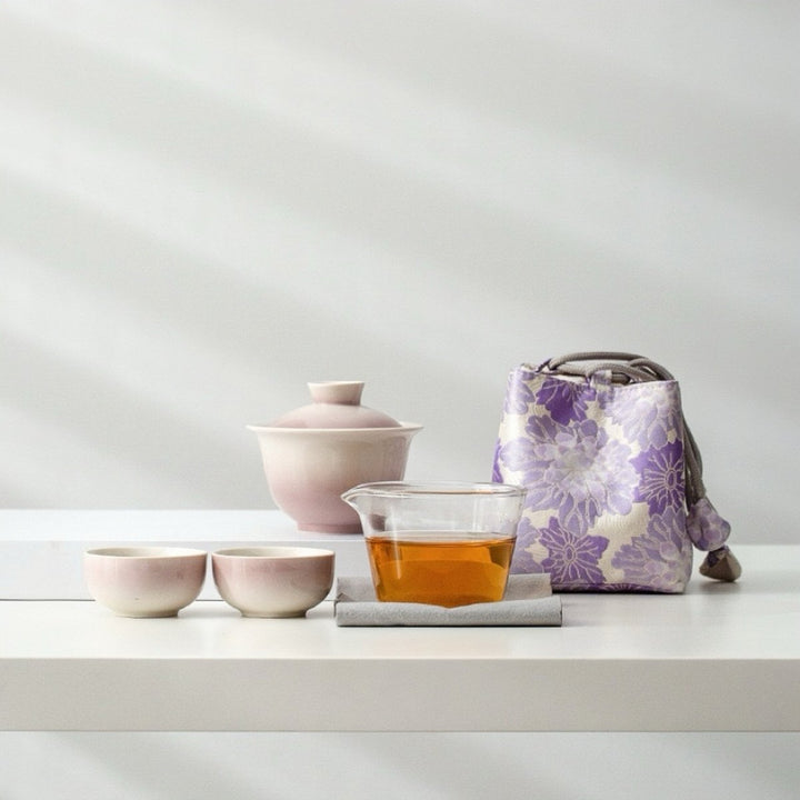 Cloudlight Glazed Gaiwan Tea Set with Pouch - Tea and Whisk