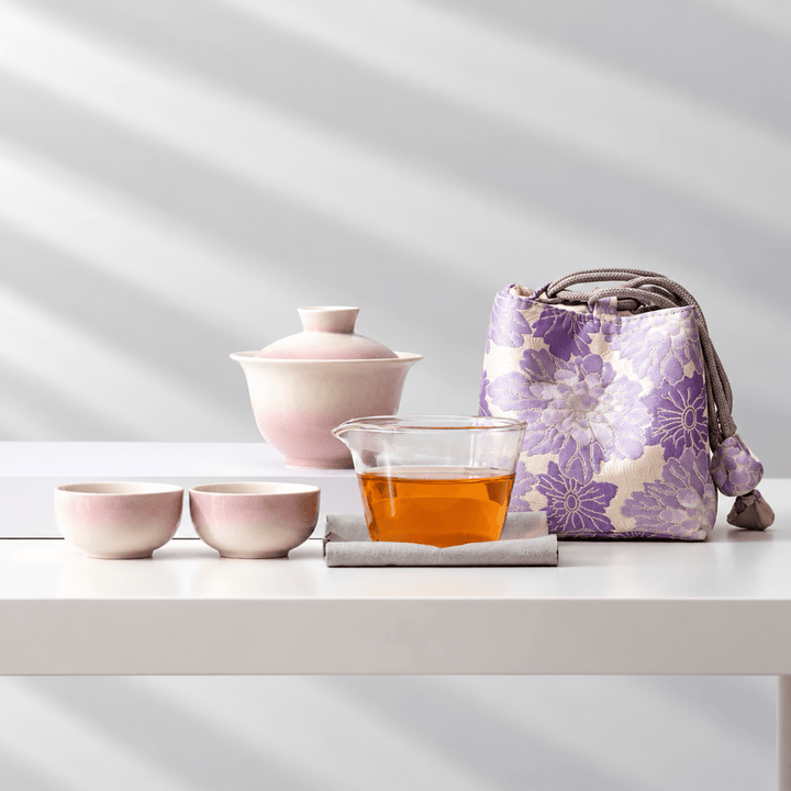 Cloudlight Glazed Gaiwan Tea Set with Pouch - Tea and Whisk