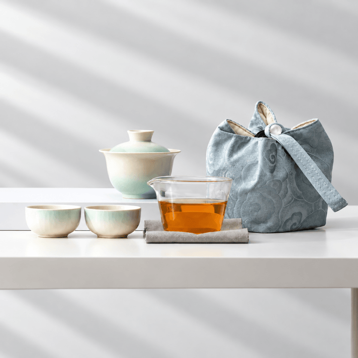 Cloudlight Glazed Gaiwan Tea Set with Pouch - Tea and Whisk