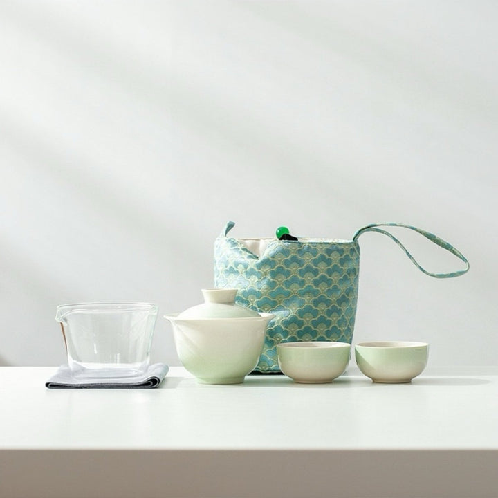 Cloudlight Glazed Gaiwan Tea Set with Pouch - Tea and Whisk