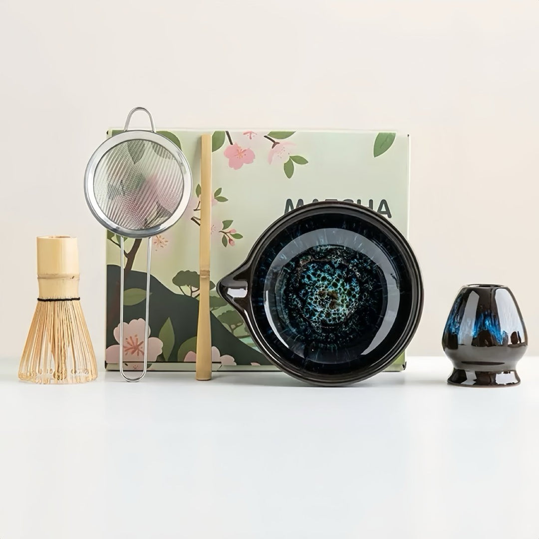 Complete Ceremonial Matcha Kit With Top - Grade Ceremonial Matcha - Tea and Whisk
