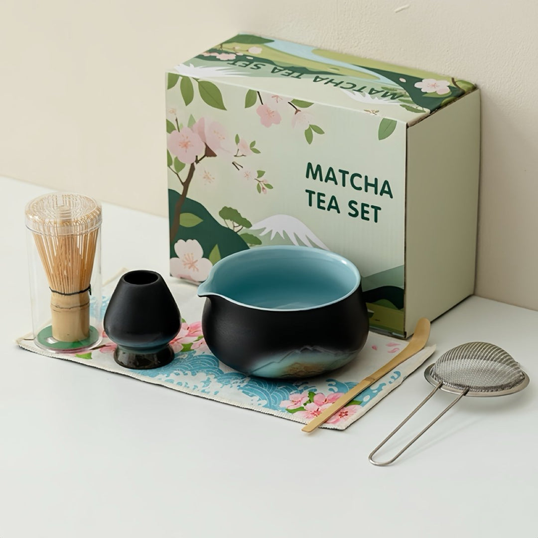 Complete Ceremonial Matcha Kit With Top - Grade Ceremonial Matcha - Tea and Whisk
