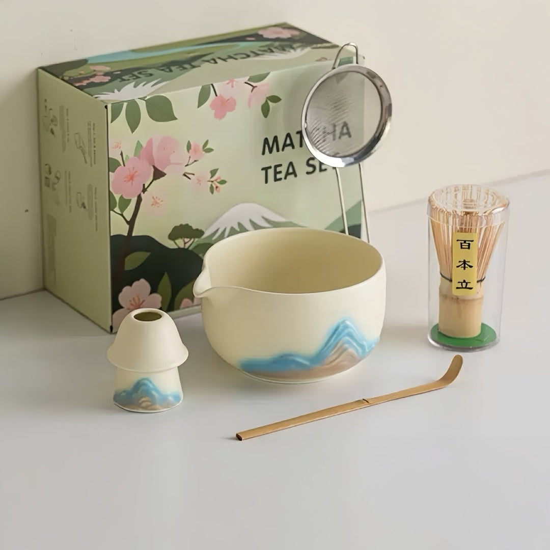 Complete Ceremonial Matcha Kit With Top - Grade Ceremonial Matcha - Tea and Whisk