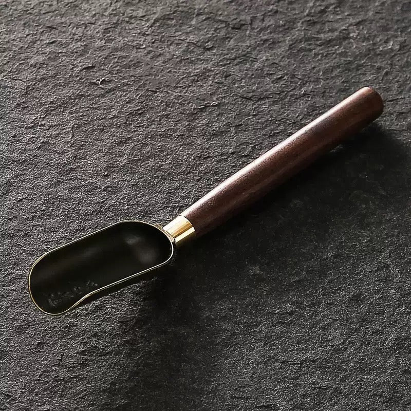 Copper Tea Scoop with Wooden Handle - Tea and Whisk