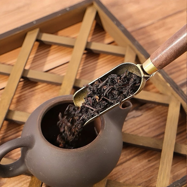 Copper Tea Scoop with Wooden Handle - Tea and Whisk