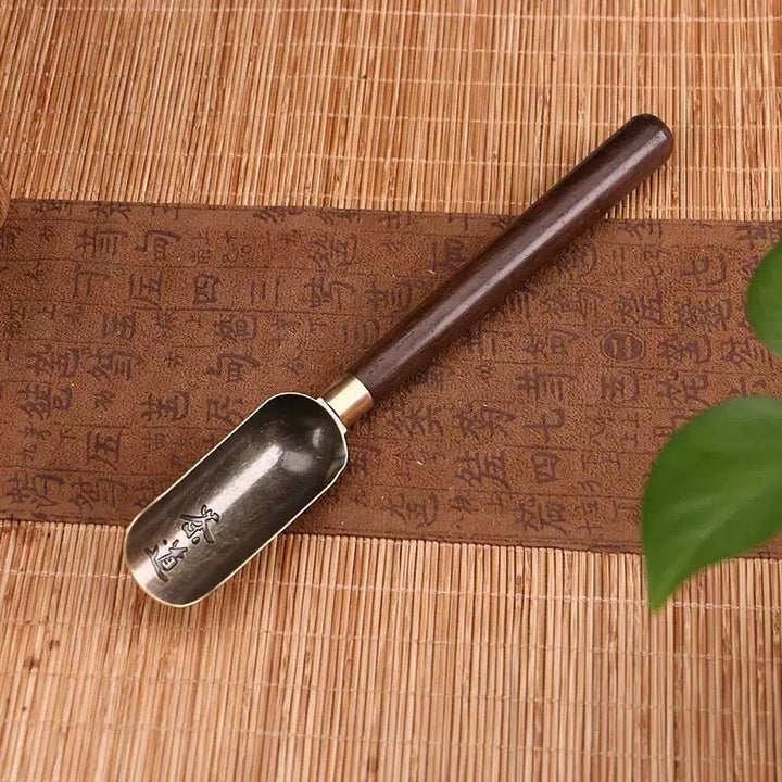 Copper Tea Scoop with Wooden Handle - Tea and Whisk