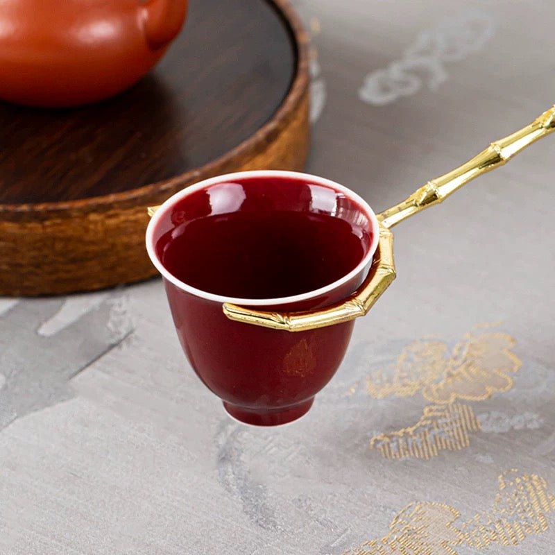 Copper Teacup Holder / Fork - Tea and Whisk