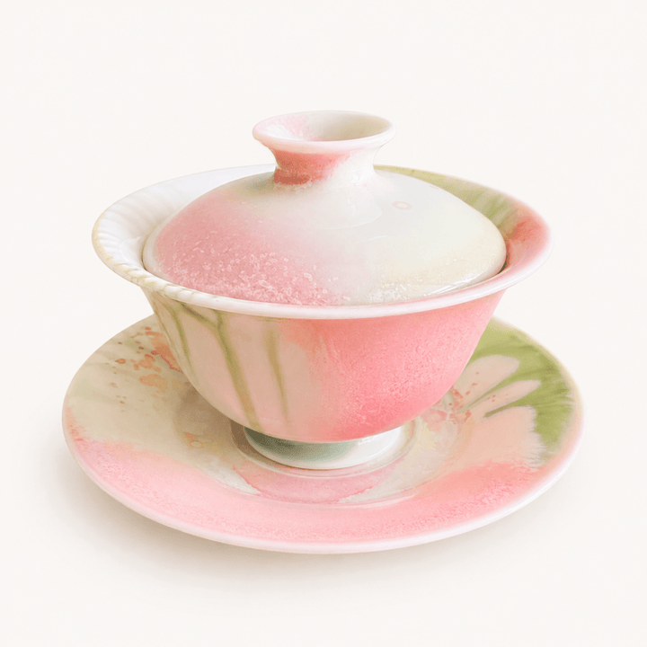 Cosmic Bloom -Jingdezhen Handmade Green-Glazed Gaiwan - Tea and Whisk