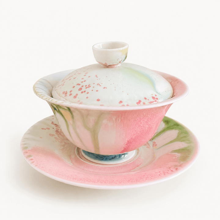 Cosmic Bloom -Jingdezhen Handmade Green-Glazed Gaiwan - Tea and Whisk