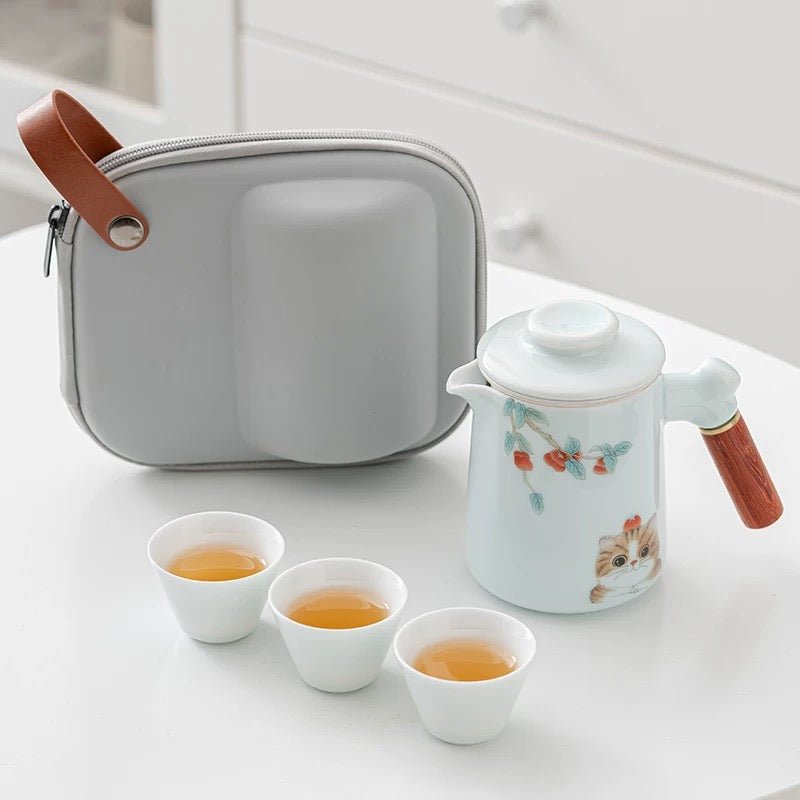 Cute Cat Ez - brew Travel Tea Set - Tea and Whisk