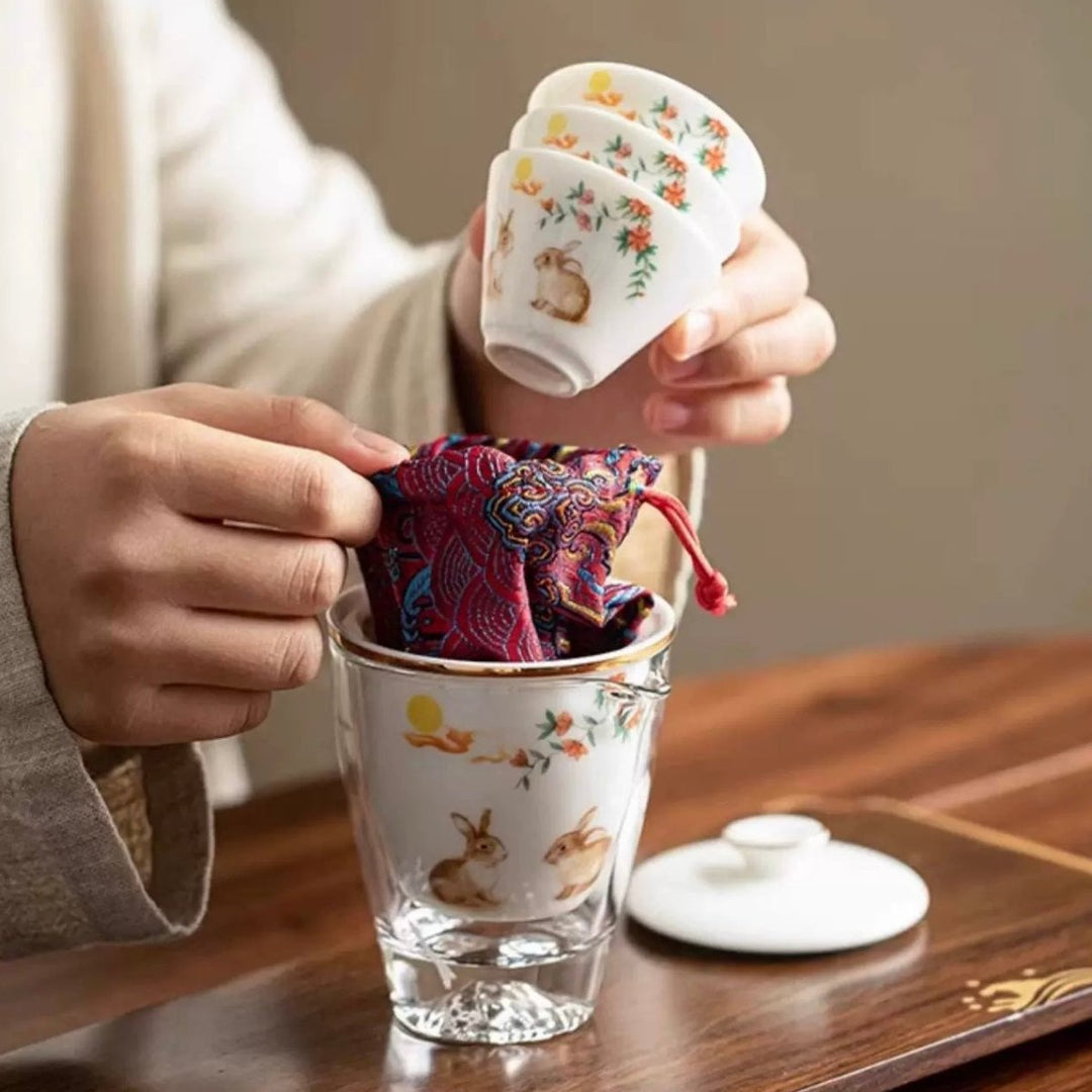 Cute Rabbits Ez Pouring Travel Tea Set - Tea and Whisk