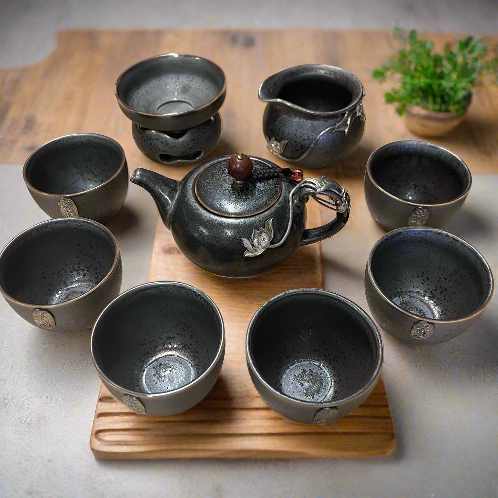 Dark Grey Tenmoku Travel Tea Set - Tea and Whisk