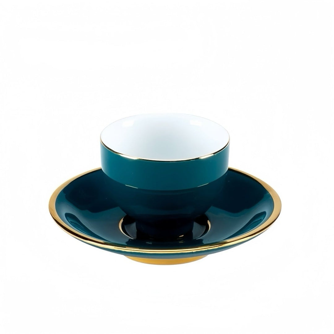 Decorative Porcelain Gongfu Teacup with Plate - Tea and Whisk