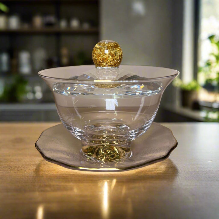 Designer Diamond - cut Glass Gaiwan - Tea and Whisk