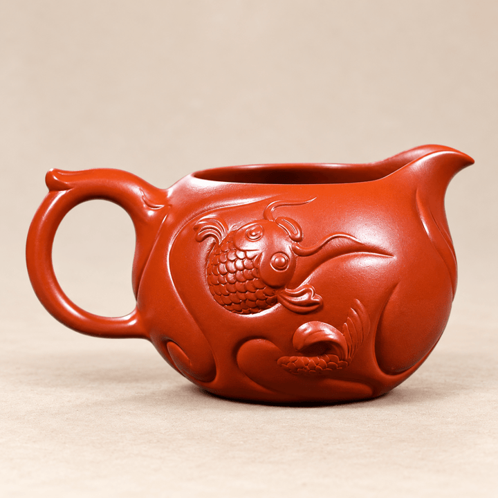 Dragon & Koi Fortune -Handcrafted Yixing Zhuni Fairness Cup - Tea and Whisk