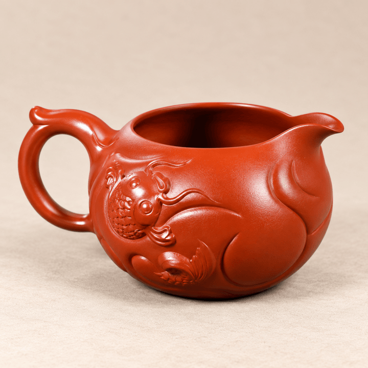 Dragon & Koi Fortune -Handcrafted Yixing Zhuni Fairness Cup - Tea and Whisk