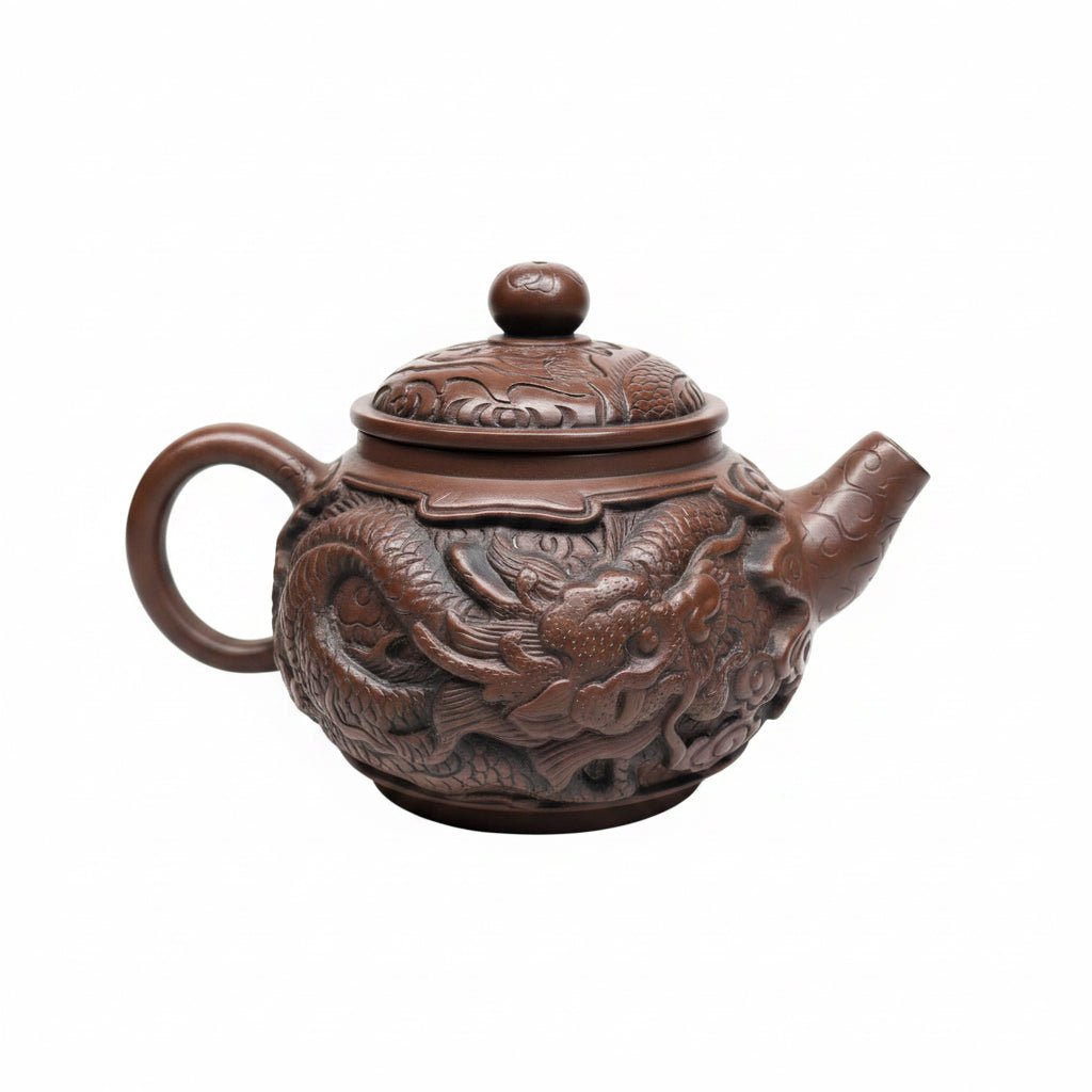 Dragon & Phoenix Harmony- Master Handmade Jianshui Teapot - Tea and Whisk