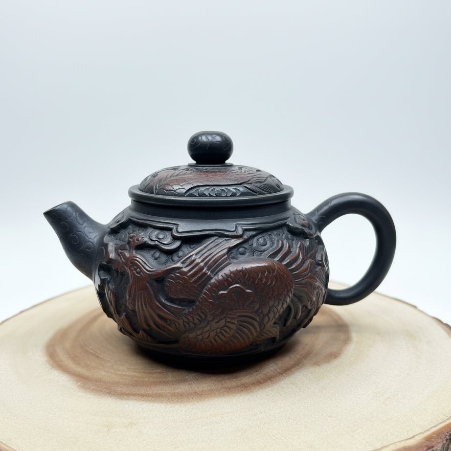 Dragon & Phoenix Harmony- Master Handmade Jianshui Teapot - Tea and Whisk