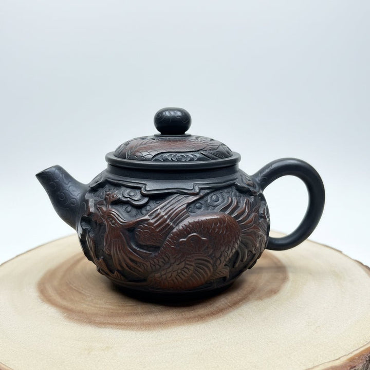 Dragon & Phoenix Harmony- Master Handmade Jianshui Teapot - Tea and Whisk