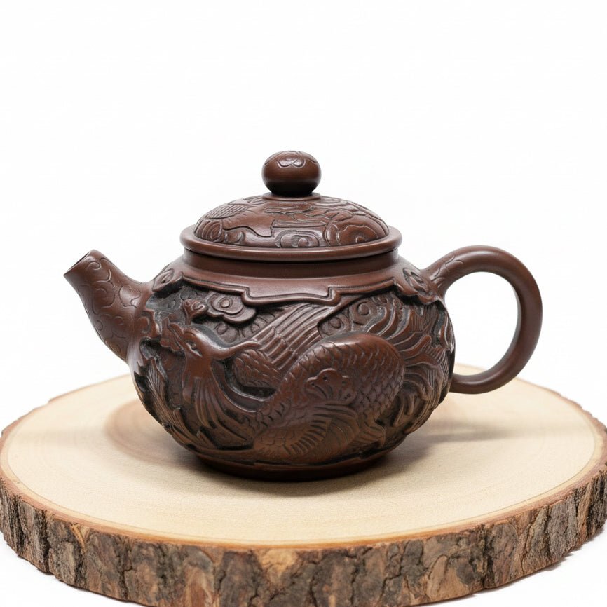 Dragon & Phoenix Harmony- Master Handmade Jianshui Teapot - Tea and Whisk