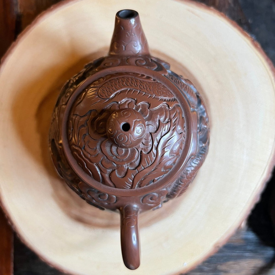 Dragon & Phoenix Harmony- Master Handmade Jianshui Teapot - Tea and Whisk