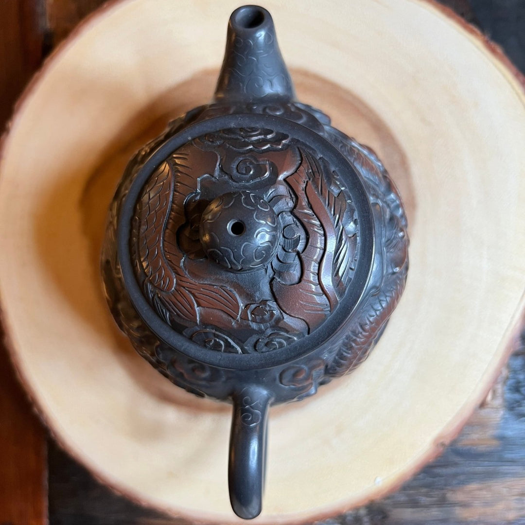 Dragon & Phoenix Harmony- Master Handmade Jianshui Teapot - Tea and Whisk