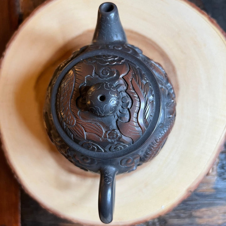 Dragon & Phoenix Harmony- Master Handmade Jianshui Teapot - Tea and Whisk