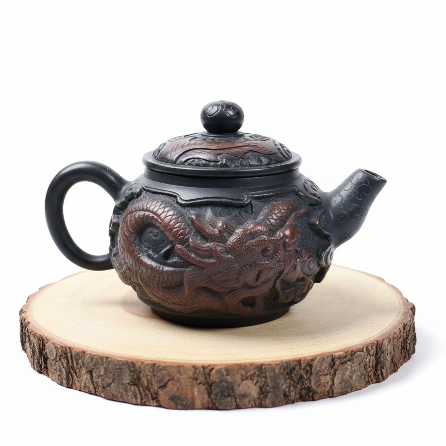 Dragon & Phoenix Harmony- Master Handmade Jianshui Teapot - Tea and Whisk