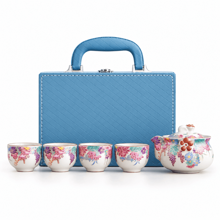 Enchanted Garden -Ru Kiln Travel Tea Set - Tea and Whisk