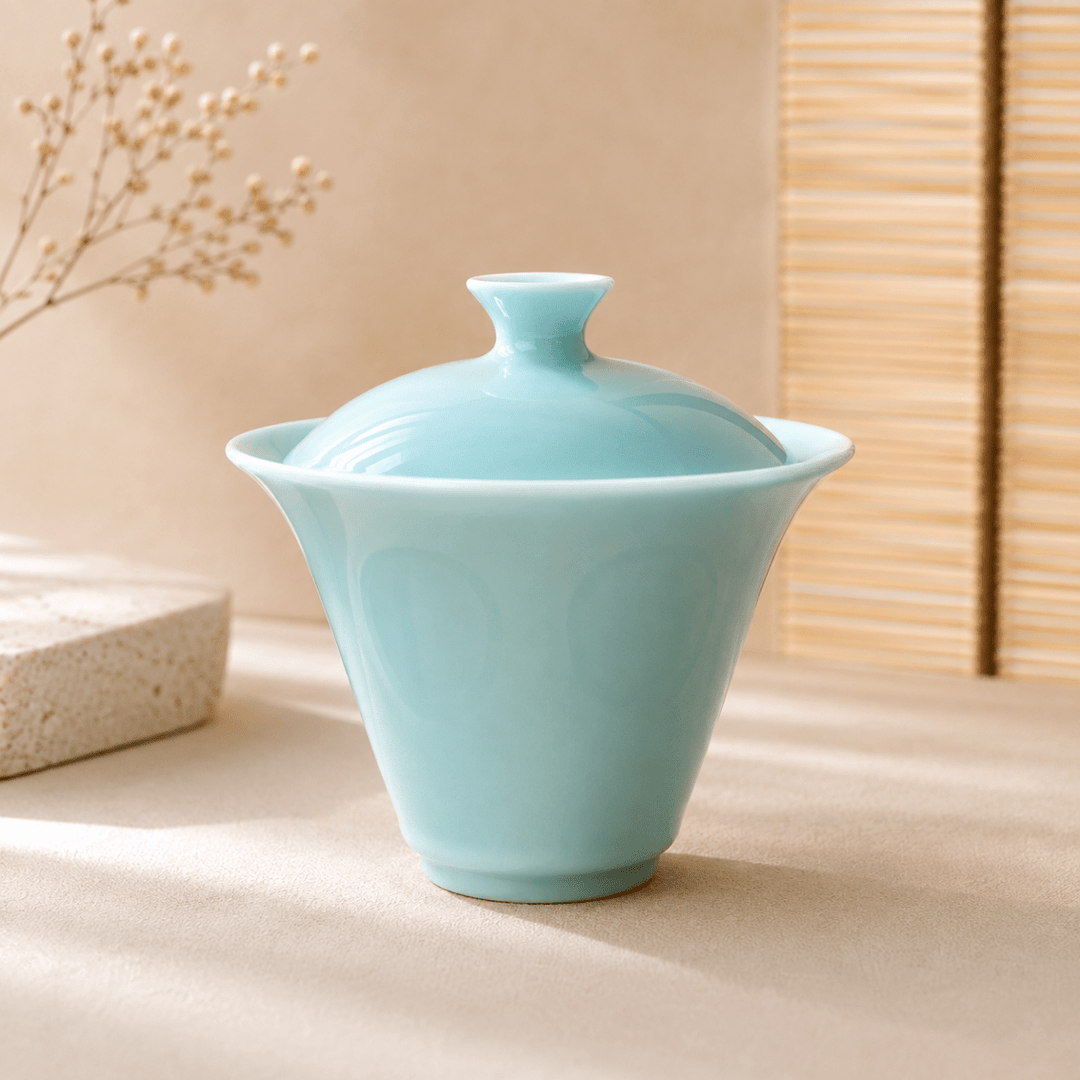 "Flared Lily" Jingdezhen Jade Porcelain Gaiwan - Tea and Whisk