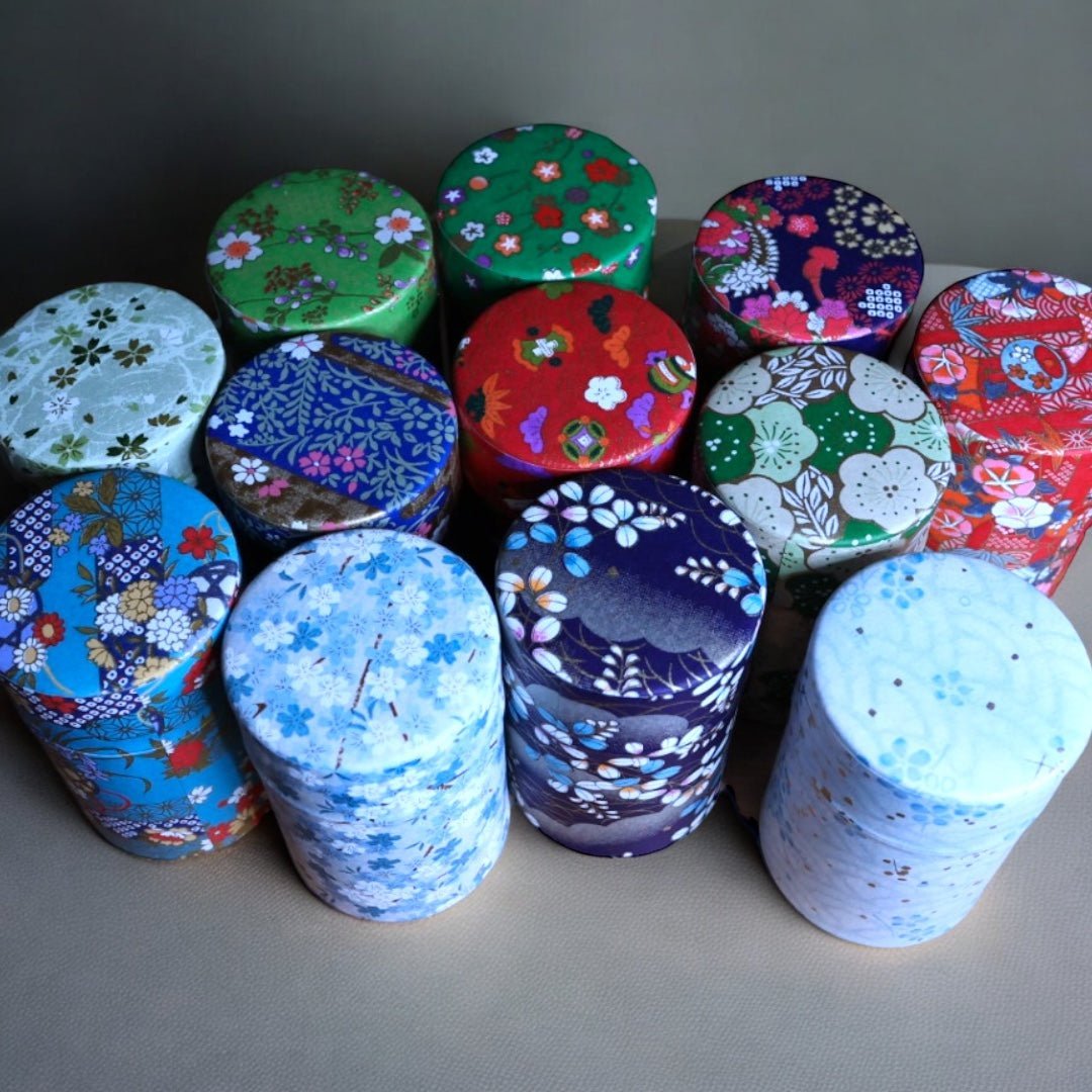 FREE GIFT | Japanese Chazutsu - Washi Tin Tea Canister (Random Pattern) - Tea and Whisk