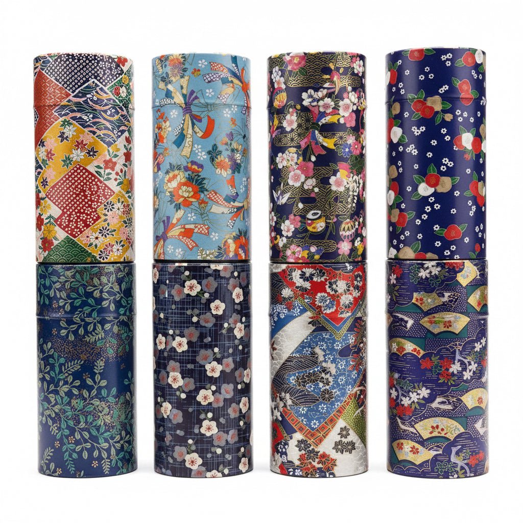 FREE GIFT | Japanese Handcrafted Chazutsu - Washi Tin Tea Canister (Mystery Pattern) - Tea and Whisk