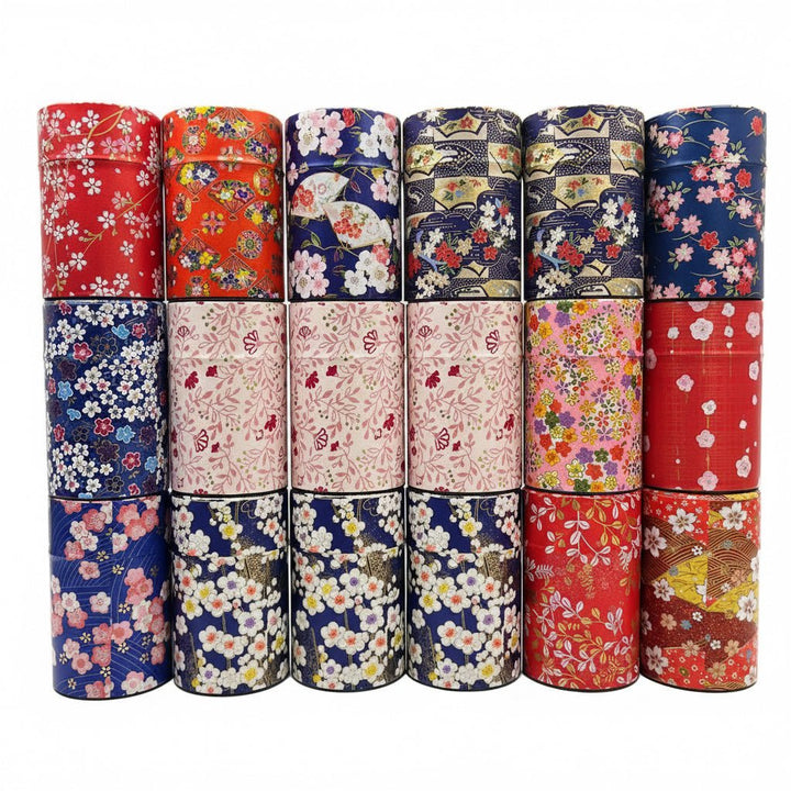 FREE GIFT | Japanese Handcrafted Chazutsu - Washi Tin Tea Canister (Mystery Pattern) - Tea and Whisk