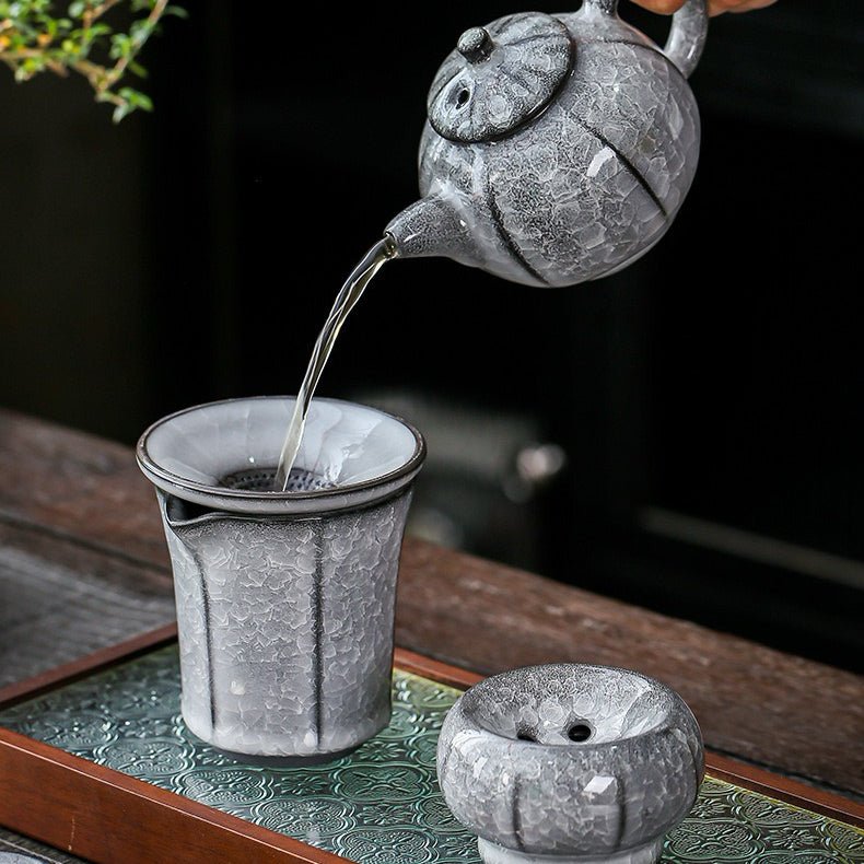 Glacial Silence - Rare Ice Crystallization Glaze Transformation Collection - Tea and Whisk