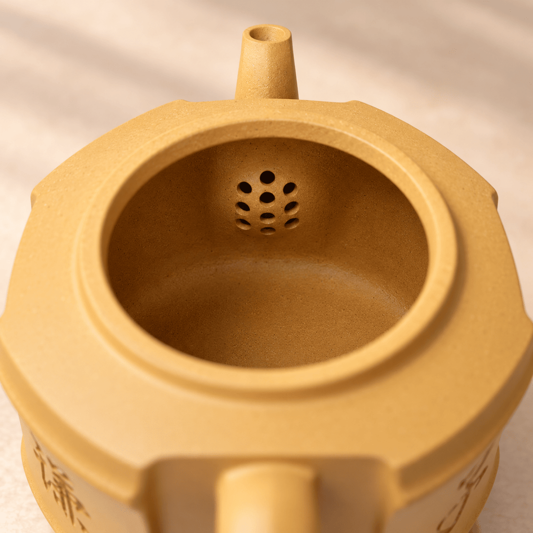 Golden Bamboo Scholar – Handmade Yixing Duanni Clay Teapot | 190ml - Tea and Whisk