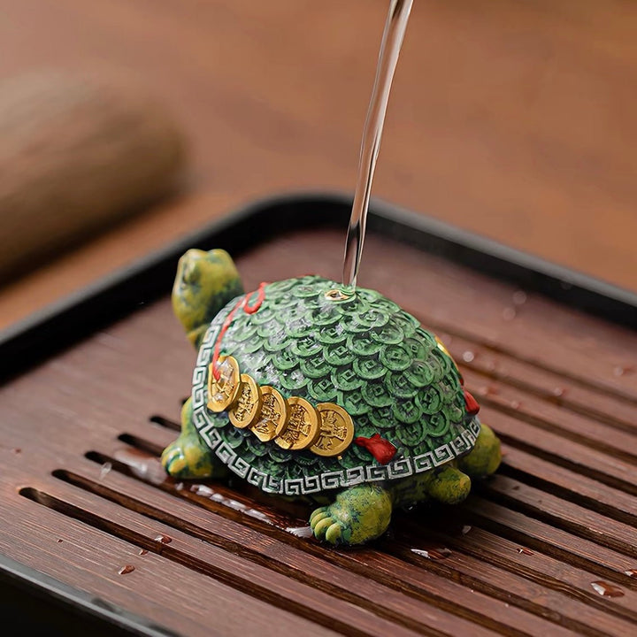 Golden Fortune Color-Changing Tea Pet - Tea and Whisk