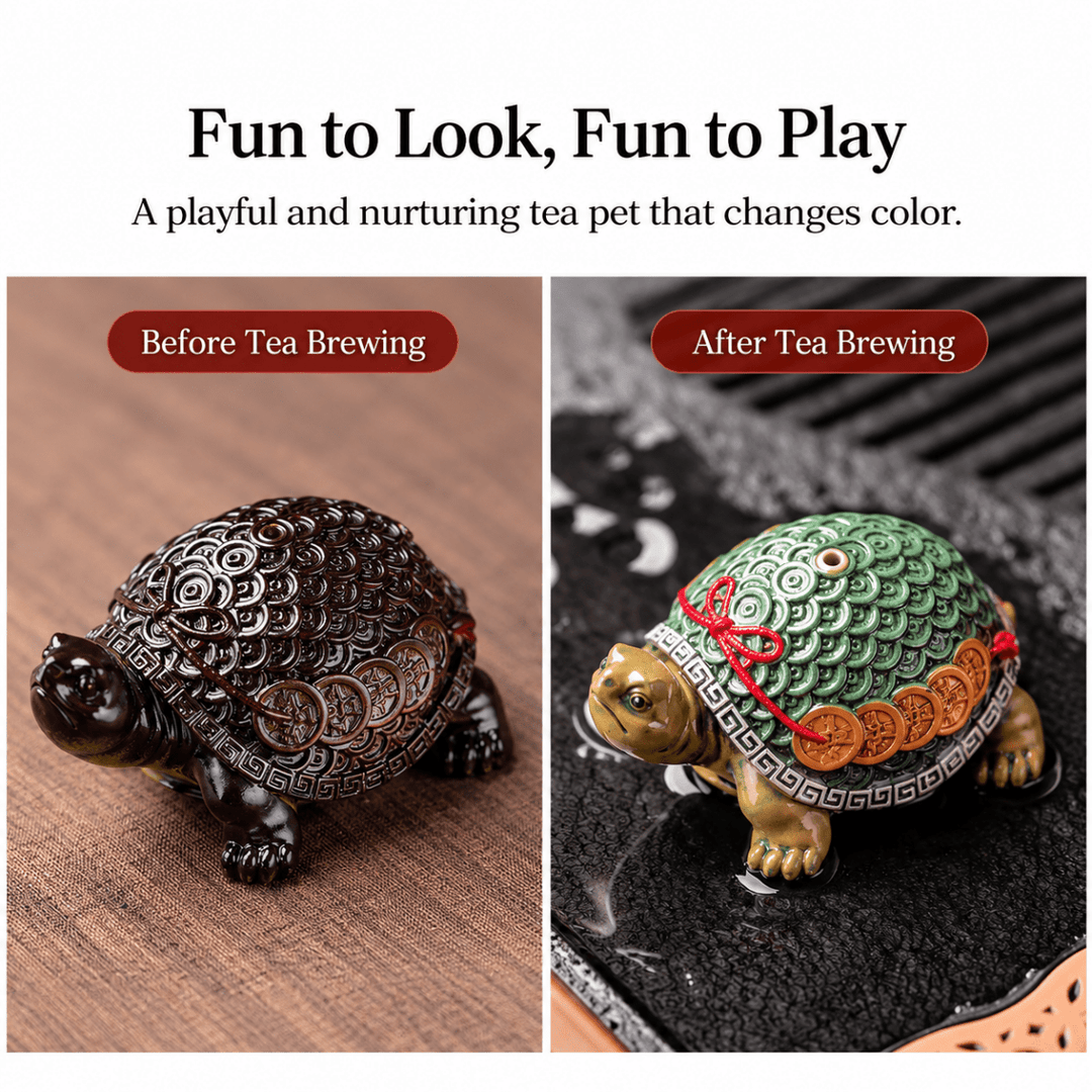 Golden Fortune Color-Changing Tea Pet - Tea and Whisk