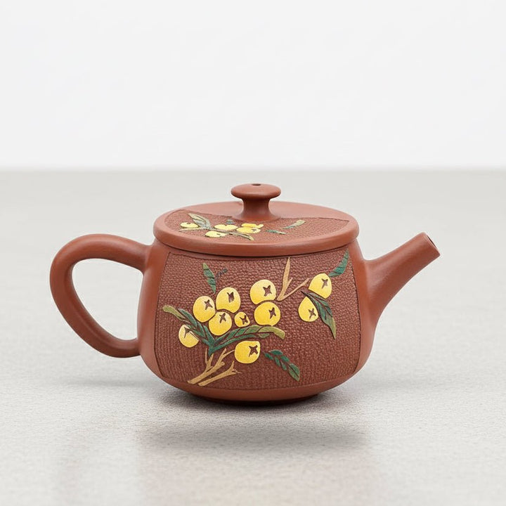 Golden Loquat Harmony - Jianshui Master Handcrafted Teapot - Tea and Whisk