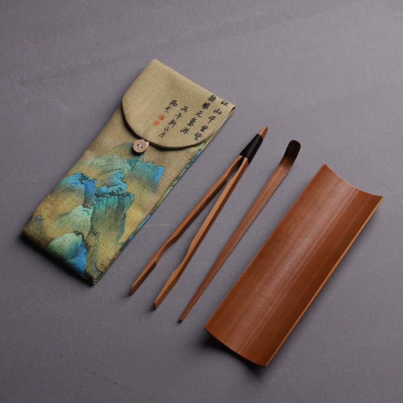 Gongfu Tea Ceremony Tools With Art Pouch - Tea and Whisk