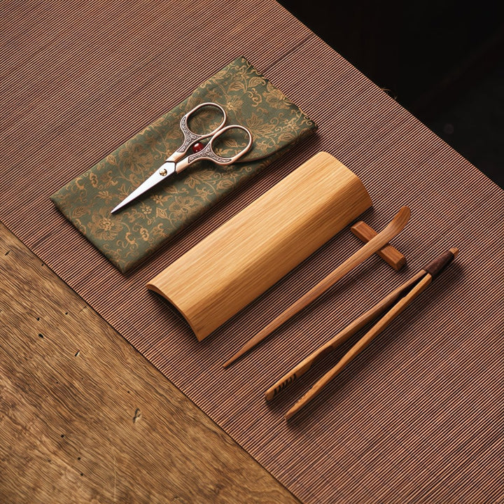 Gongfu Tea Ceremony Tools With Linen Pouch - Tea and Whisk