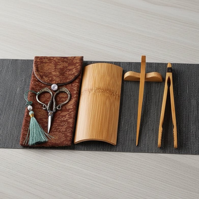 Gongfu Tea Ceremony Tools With Linen Pouch - Tea and Whisk