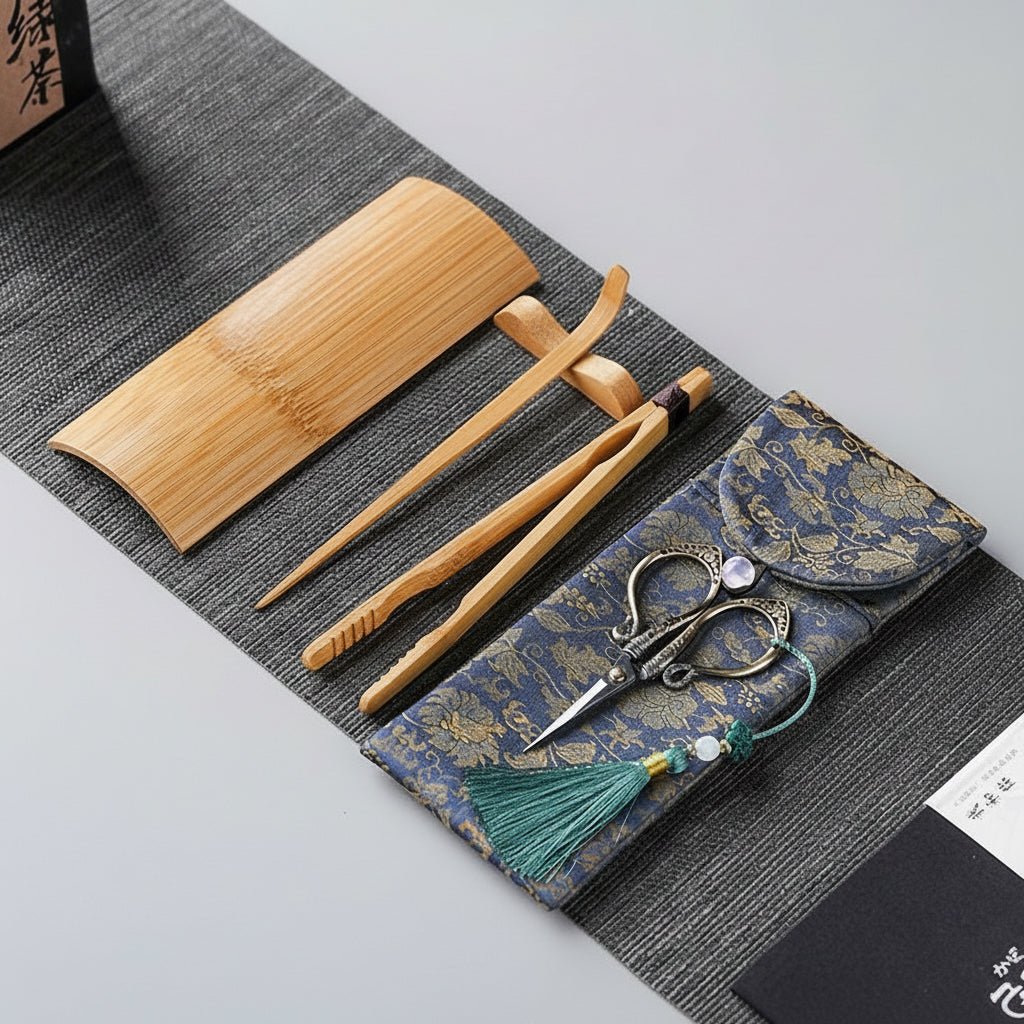 Gongfu Tea Ceremony Tools With Linen Pouch - Tea and Whisk